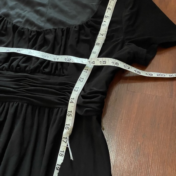 Evan Picone Black Dress Gathered Waist Scoop Neck Short Sleeve Size 14 spandex - Picture 7 of 14